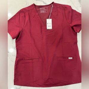 NWT Figs Women's L Technical Collection Burgundy Scrub Top